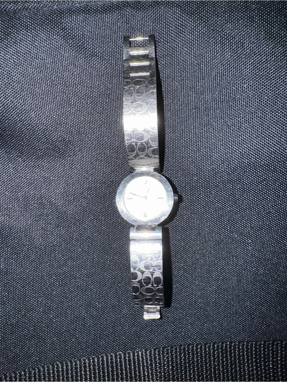 Silver Coach Signature Women's Quartz Watch - Elegant Minimalist Design